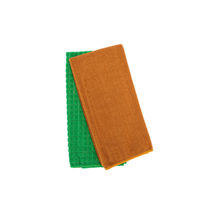 08 kit pano de copa liso microfibra 2 pecas 40cm x 60cm textil arte verde laranja