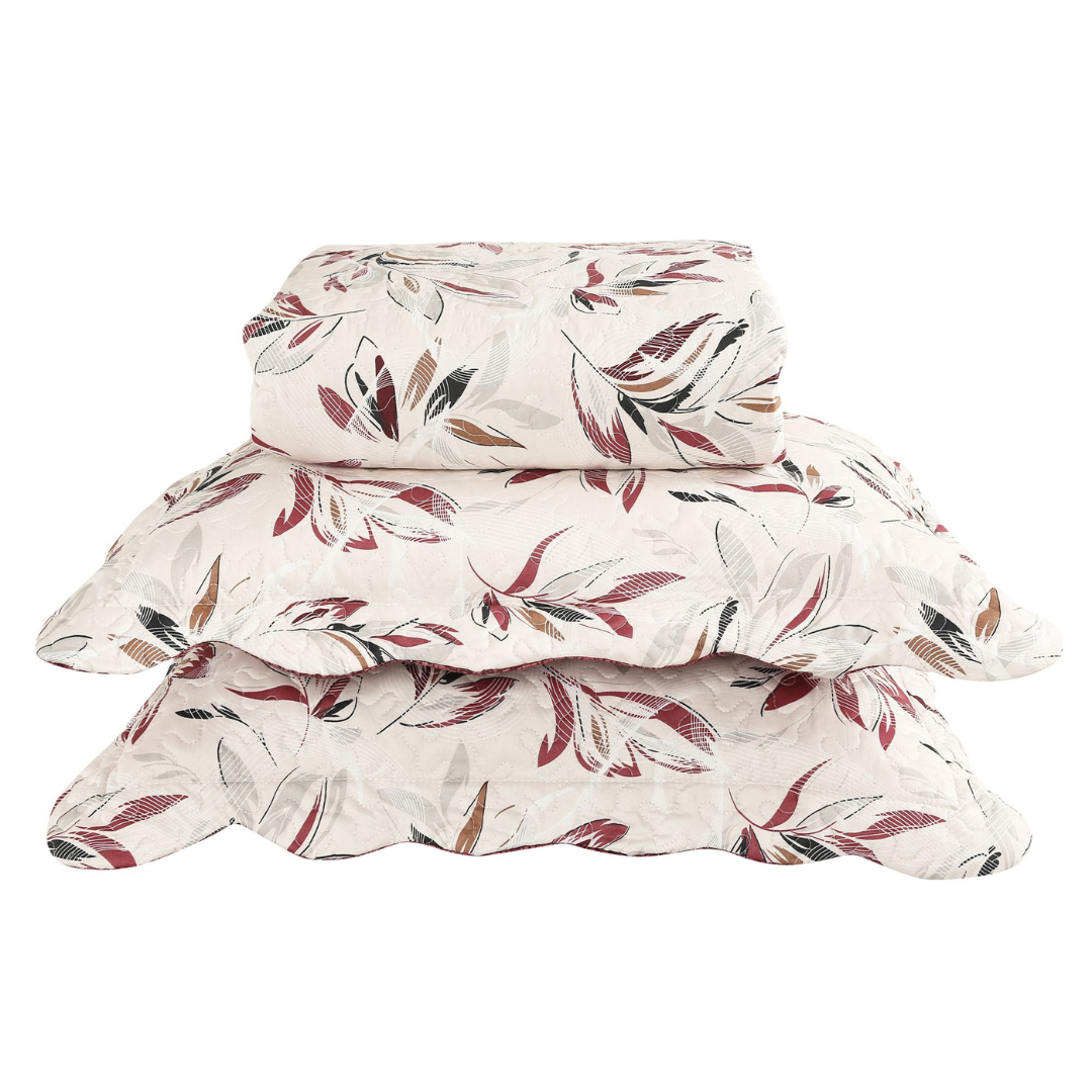 33 kit colcha cobre leito romma super king textil arte com 2 porta travesseiros