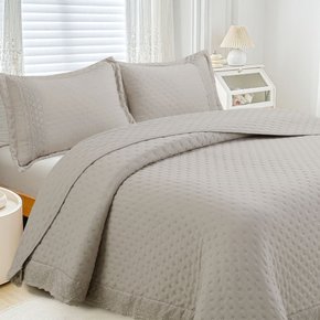 24 kit colcha cobre leito provence casal textil arte com 2 porta travesseiros castor