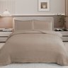03 kit colcha cobre leito provence casal 2 porta travesseiros textil arte bege