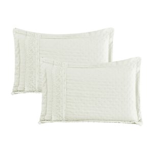 16 kit colcha cobre leito provence casal 2 porta travesseiros textil arte bege