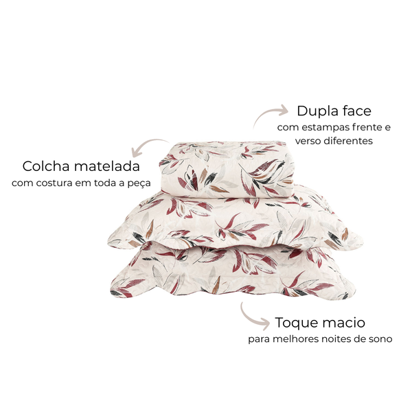 01 kit colcha cobre leito romma super king 2 porta travesseiros textil arte