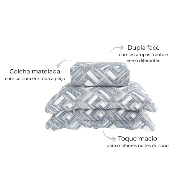 08 kit colcha cobre leito romma super king 2 porta travesseiros textil arte