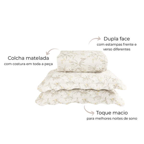 09 kit colcha cobre leito romma super king 2 porta travesseiros textil arte