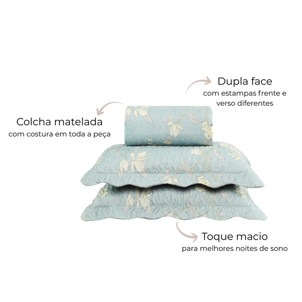 12 kit colcha cobre leito romma super king 2 porta travesseiros textil arte