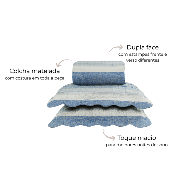 16 kit colcha cobre leito romma super king 2 porta travesseiros textil arte