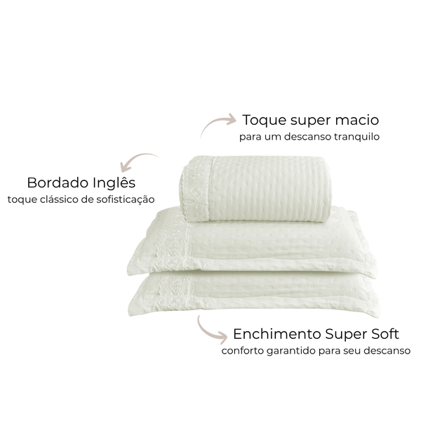 21 kit colcha cobre leito provence casal 2 porta travesseiros textil arte