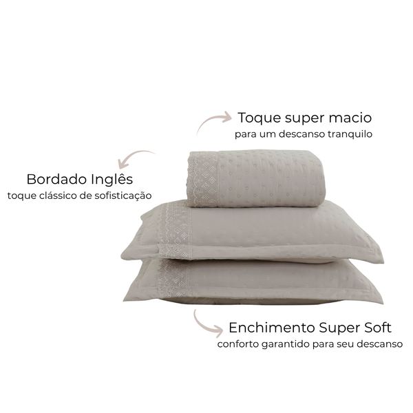 23 kit colcha cobre leito provence casal 2 porta travesseiros textil arte