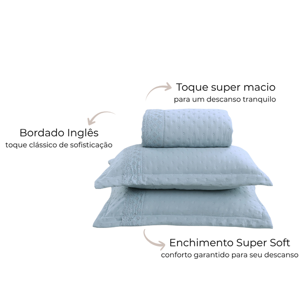 24 kit colcha cobre leito provence casal 2 porta travesseiros textil arte