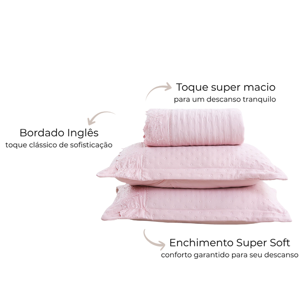 30 kit colcha cobre leito provence casal 2 porta travesseiros textil arte