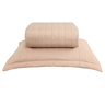 02 kit colcha cobre leito perola solteiro 1 porta travesseiros textil arte bege mushroom