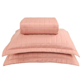 37 kit colcha cobre leito perola solteiro 1 porta travesseiros textil arte bege mushroom